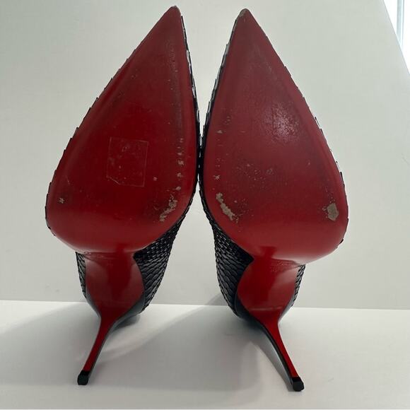 Christian Louboutin Kate 100 Pumps Scale-Embossed Black LV size 38 - Picture 10 of 13
